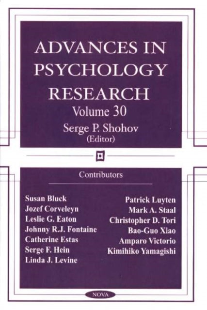 Book cover of: Advances in Psychology Research. By: Serge P. Shohov
