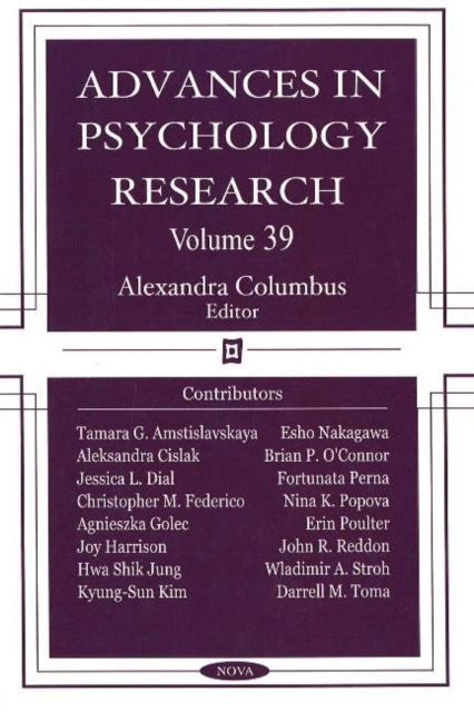 Book cover of: Advances in Psychology Research. By: Alexandra Columbus