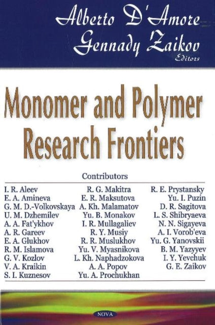 Book cover of: Monomer & Polymer Research Frontiers