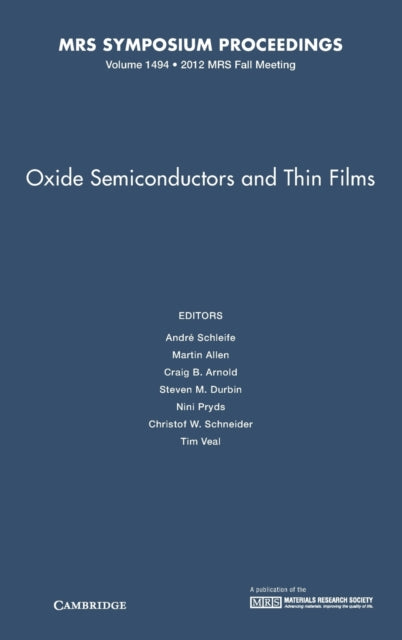 Book cover of: Oxide Semiconductors and Thin Films: Volume 1494
