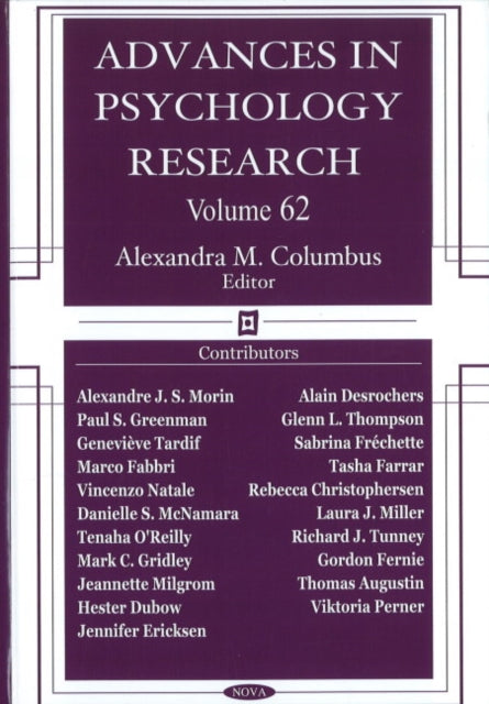 Book cover of: Advances in Psychology Research. By: Alexandra M. Columbus