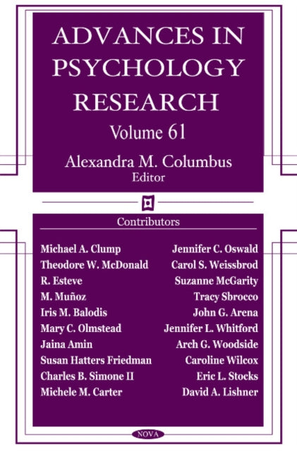 Book cover of: Advances in Psychology Research. By: Alexandra M. Columbus