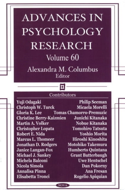 Book cover of: Advances in Psychology Research. By: Alexandra M. Columbus