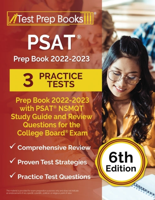 Book cover of: PSAT Prep Book 2022-2023 with 3 Practice Tests. By: Joshua Rueda