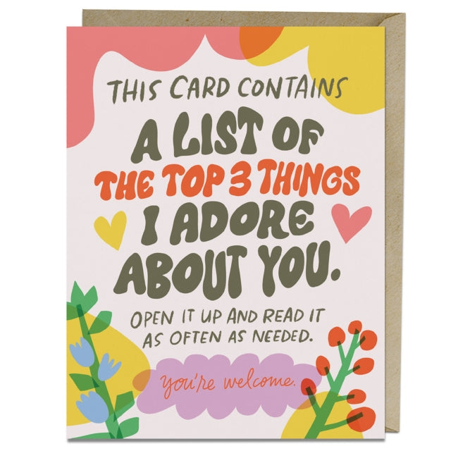 Book cover of: 6-Pack Em & Friends Top 3 Things Greeting Card