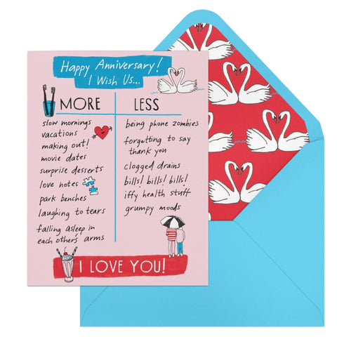 6-Pack Em & Friends Julia Rothman Anniversary More/Less Greeting Cards