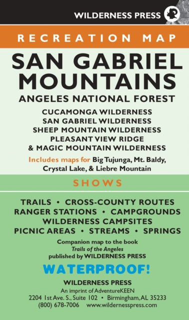 Book cover of: MAP San Gabriel Mountains. By: Wilderness Wilderness Press
