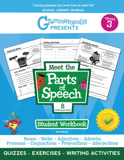 Book cover of: Parts of Speech Workbook, Grade 3. By: Coert Voorhees