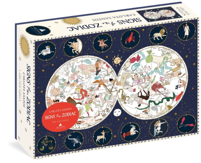 Book cover of: Signs of the Zodiac 1,000-Piece Puzzle. By: Carlota Santos