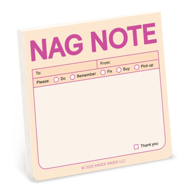 Book cover of: Knock Knock Nag Note Sticky Notes (Pastel Edition). By: Knock Knock Knock