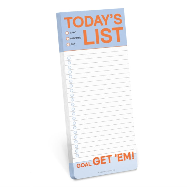 Book cover of: Knock Knock Today’s List Make-a-List Pads. By: Knock Knock Knock