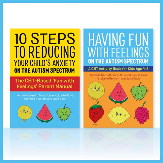 Book cover of: Fun with Feelings on the Autism Spectrum (Parent Manual and Child CBT Activity Book Two Book set). By: M. Garnett
