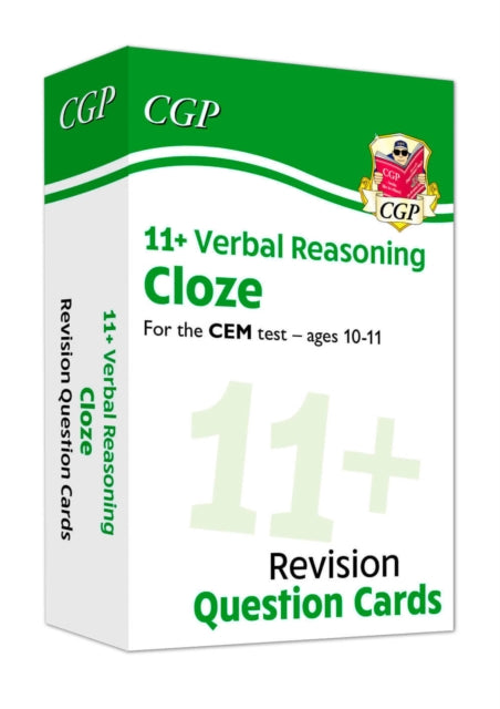 Book cover of: 11+ CEM Revision Question Cards: Verbal Reasoning Cloze - Ages 10-11