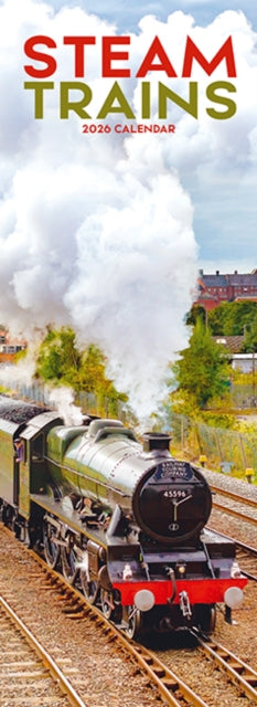 Steam Trains Slim Calendar 2026 Trains Slimline Calendar - 12 Month