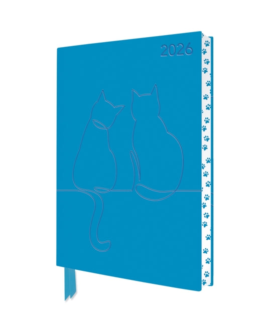 Book cover of: Two Happy Cats 2026 Artisan Art Vegan Leather Diary Planner - Page to View with Notes