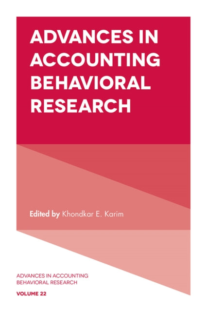 Book cover of: Advances in Accounting Behavioral Research. By: Khondkar E. Karim