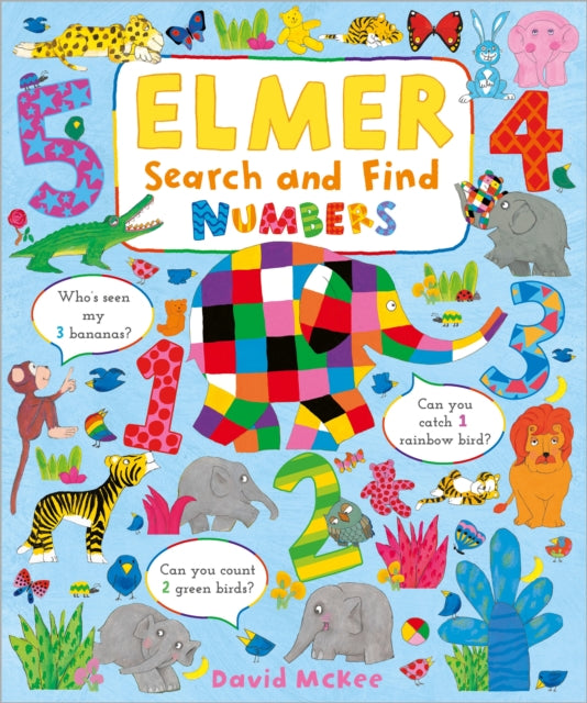 Book cover of: Elmer Search and Find Numbers. By: David McKee