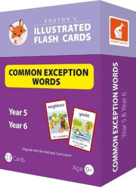 Book cover of: Common Exception Words Flash Cards: Year 5 and Year 6 Words - Perfect for Home Learning - with 102 Colourful Illustrations