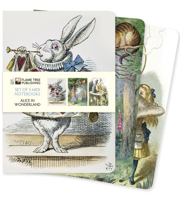 Book cover of: Alice in Wonderland Set of 3 Midi Notebooks. By: Flame Tree Studio