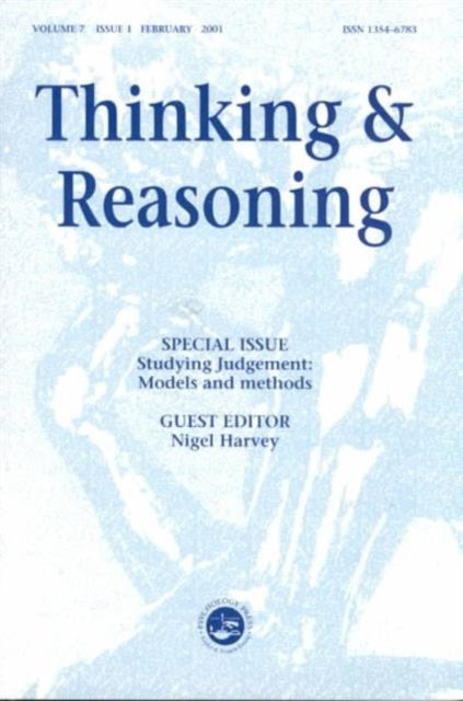 Book cover of: Studying Judgment: Models and Methods. By: Nigel Harvey