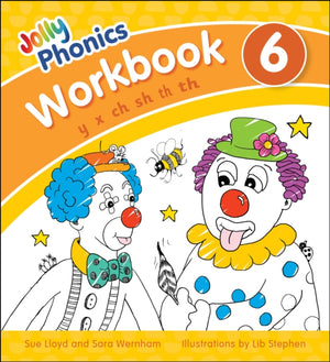 Jolly Phonics Workbook 6, in Precursive Letters (British English edition)