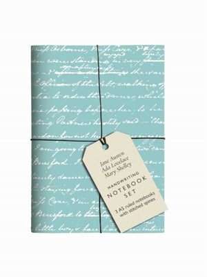 Jane Austen, Ada Lovelace, Mary Shelley Handwriting Notebook Set, 3 A5 ruled notebooks with stitched spines