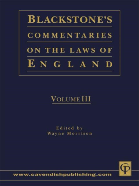 Book cover of: Blackstone's Commentaries on the Laws of England Volumes I-IV. By: Morrison - undifferentiated