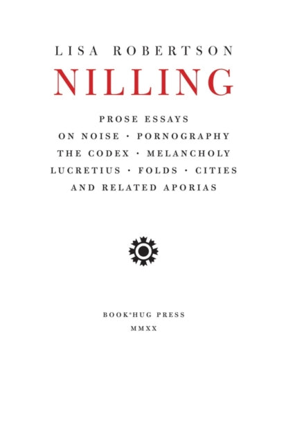 Book cover of: Nilling. By: Lisa Robertson