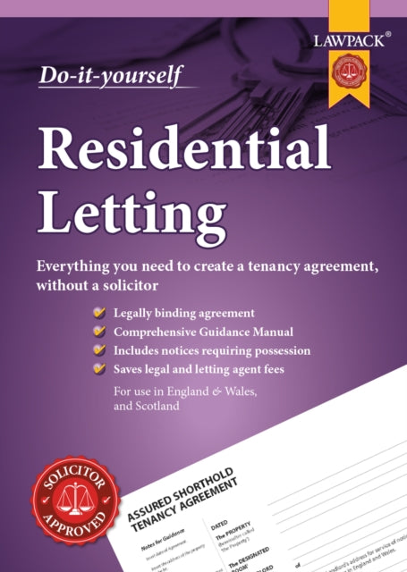 Book cover of: Lawpack Residential Letting DIY Kit. By: Anthony Gold Solicitors Staff