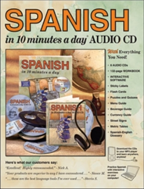 Book cover of: SPANISH in 10 minutes a day BOOK + AUDIO. By: Kristine K. Kershul