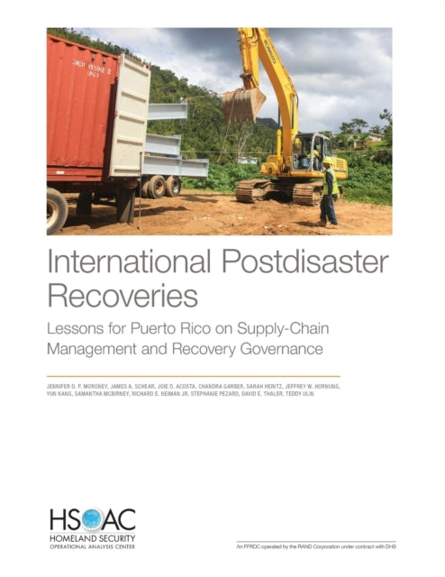 Book cover of: International Postdisaster Recoveries. By: Jennifer D. P. Moroney