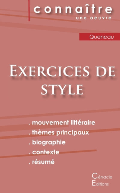 Book cover of: Fiche de lecture Exercices de style de Raymond Queneau (Analyse litteraire de reference et resume complet)