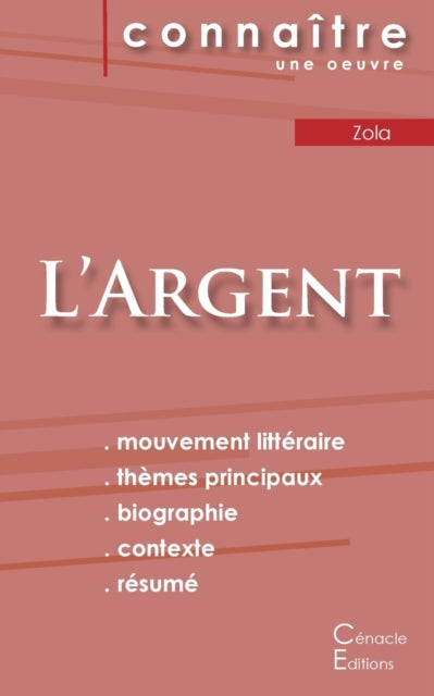 Book cover of: Fiche de lecture L'Argent de Emile Zola (Analyse litteraire de reference et resume complet)
