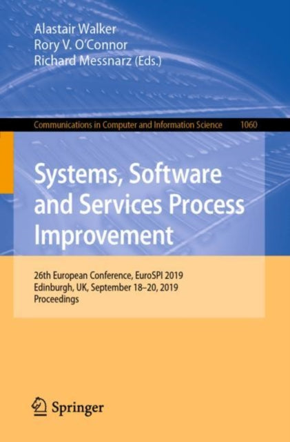 Book cover of: Systems, Software and Services Process Improvement. By: Alastair Walker