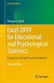 Book cover of: Excel 2019 for Educational and Psychological Statistics. By: Thomas J. Quirk