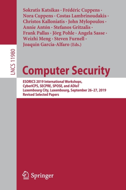 Book cover of: Computer Security. By: Sokratis Katsikas