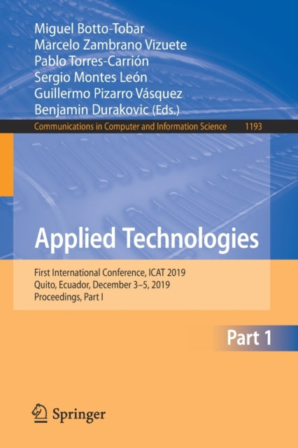 Book cover of: Applied Technologies. By: Miguel Botto-Tobar