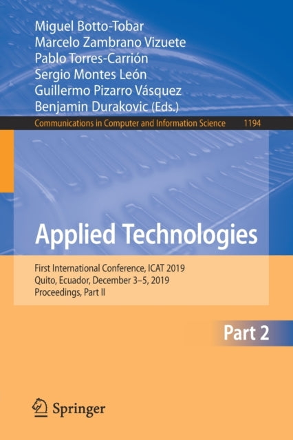 Book cover of: Applied Technologies. By: Miguel Botto-Tobar
