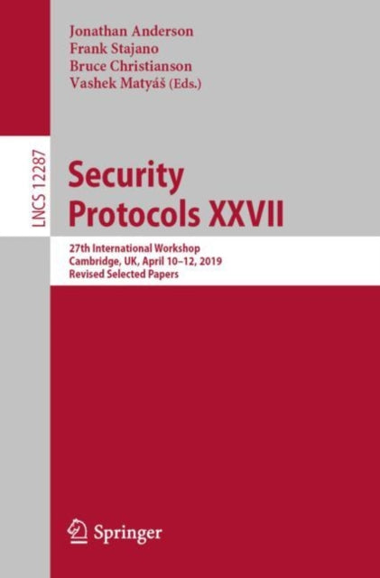 Book cover of: Security Protocols XXVII. By: Jonathan Anderson