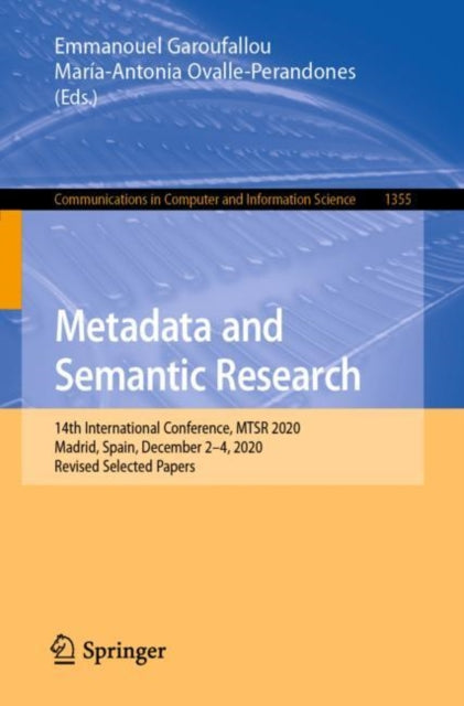 Book cover of: Metadata and Semantic Research. By: Emmanouel Garoufallou