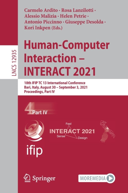 Book cover of: Human-Computer Interaction – INTERACT 2021. By: Carmelo Ardito
