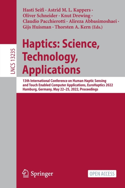 Book cover of: Haptics: Science, Technology, Applications. By: Hasti Seifi