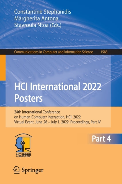 Book cover of: HCI International 2022 Posters. By: Constantine Stephanidis