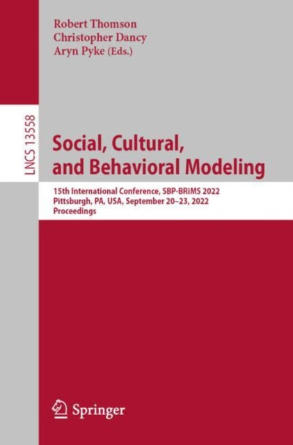 Book cover of: Social, Cultural, and Behavioral Modeling. By: Thomson, Robert