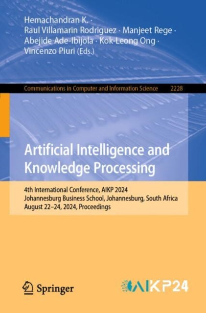 Book cover of: Artificial Intelligence and Knowledge Processing. By: Hemachandran K