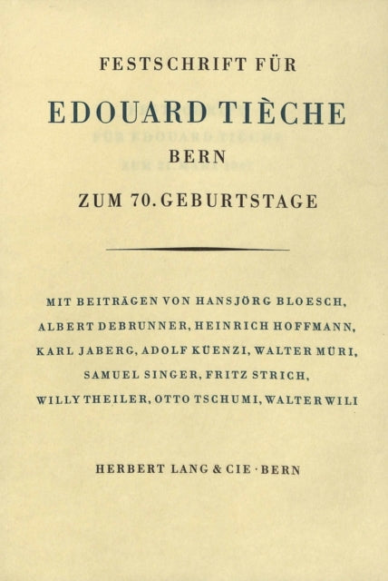 Book cover of: Festschrift fuer Edouard Tieche. By: Literarische Gesellschaft Bern