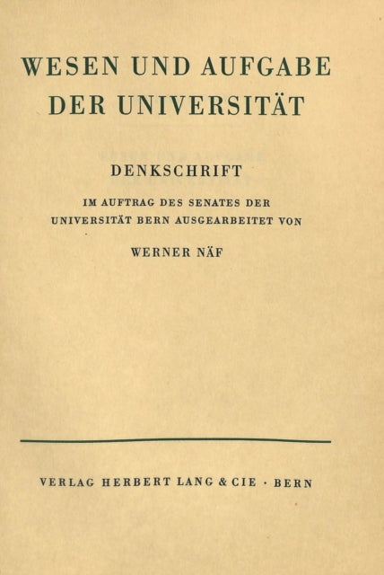 Book cover of: Wesen und Aufgabe der Universitaet. By: Werner Näf