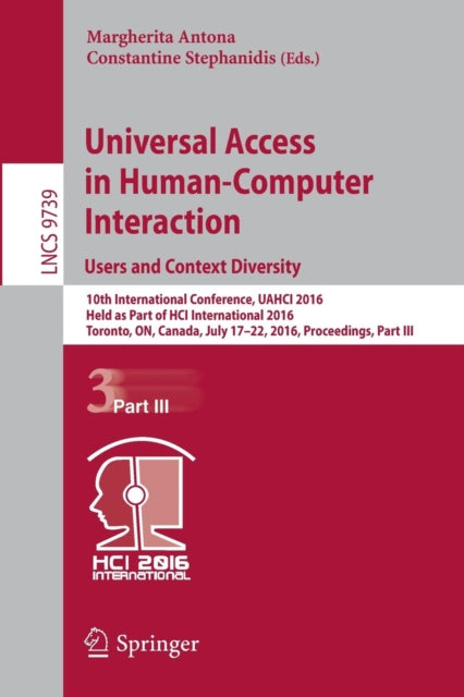 Book cover of: Universal Access in Human-Computer Interaction. Users and Context Diversity. By: Margherita Antona