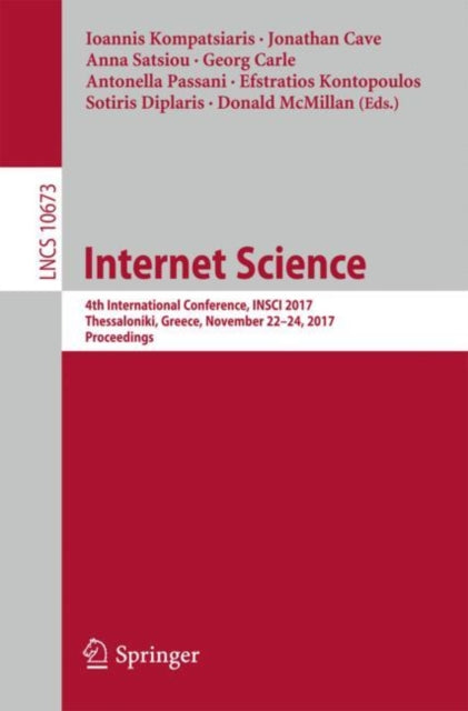 Book cover of: Internet Science. By: Ioannis Kompatsiaris