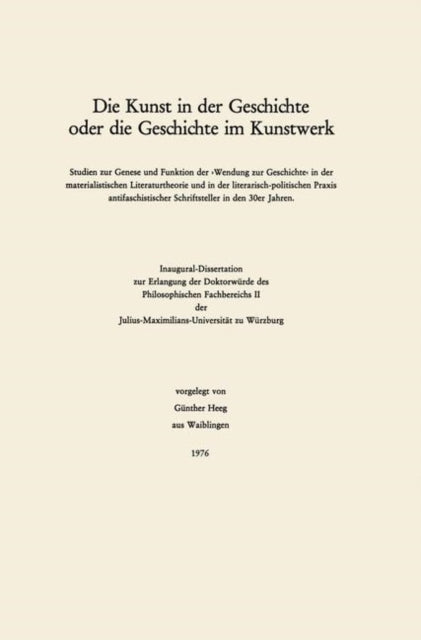 Die Kunst in der Geschichte oder die Geschichte im Kunstwerk